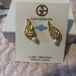 Giani Bernini Gold and Silver Wing Earrings with Pearls